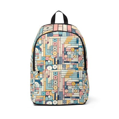 Elegant Pastel Harmony Backpack by Dazzling Dreams Studio, featuring a stylish mix of soft pink, baby blue, mellow yellow, and soothing green tones in a chic modern design.