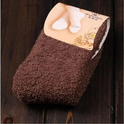 Rich chocolate brown Women's Bed Socks featuring a soft touch fluffy finish, ideal for indulgent winter lounging.