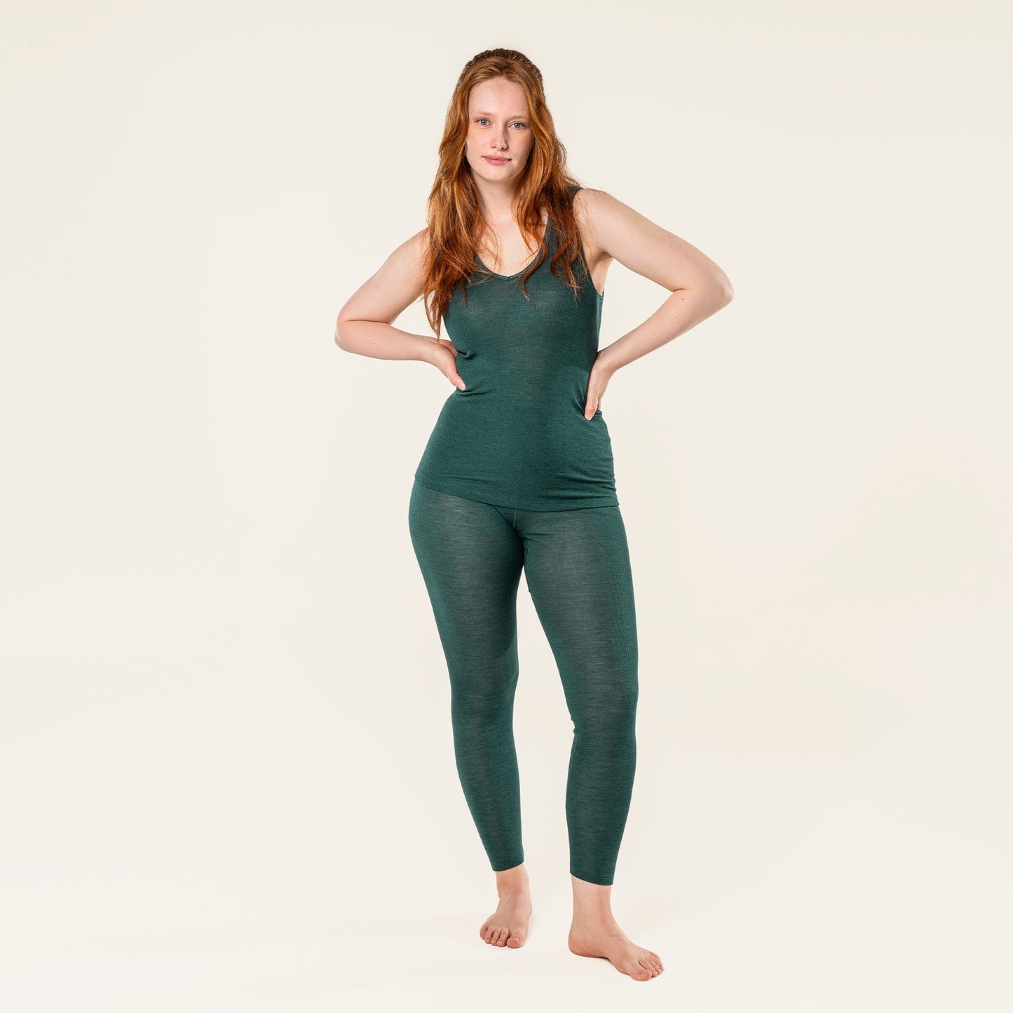 Close-up view of Organic Wool and Silk fabric blend, highlighting the softness and texture of this luxury vest for women.