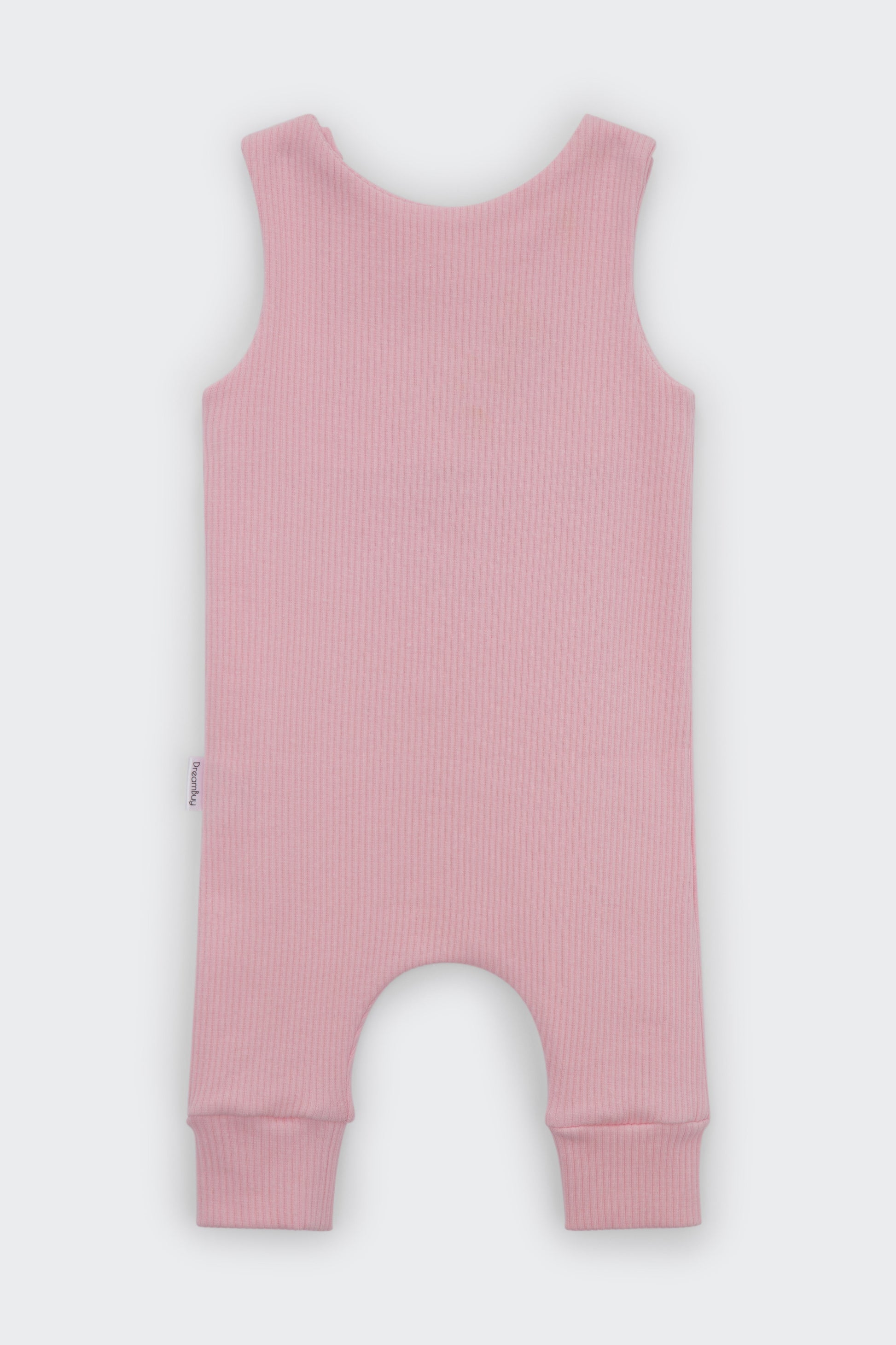 Luxurious personalised sweet pink dungarees romper for babies aged 0-3 years by DreamBuy, crafted from soft cotton for ultimate comfort.