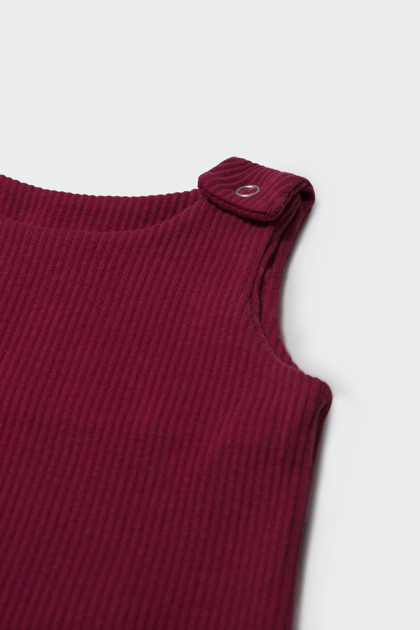 Chic baby dungarees by DreamBuy in rich claret red, designed for sensitive skin and perfect for stylish occasions or everyday wear.