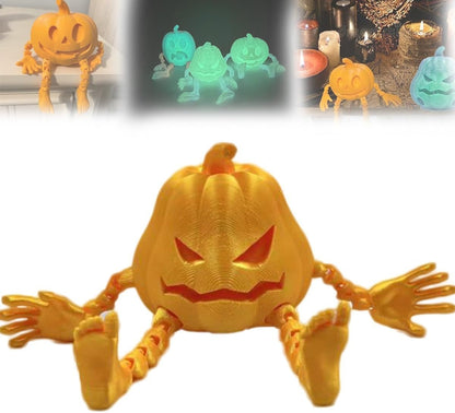 Halloween 3D Printing Pumpkin Decorations, illustrating a striking yellow pumpkin with a menacing expression and lively limbs, perfect for upscale Halloween festivities.