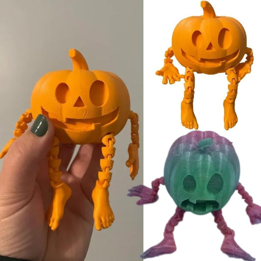 Halloween 3D Printing Pumpkin Decorations featuring an elegant orange pumpkin design with articulated legs and a joyful expression, perfect for luxury Halloween decor.