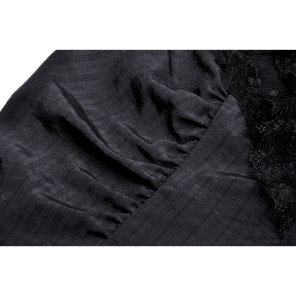 Back view of the Dark In Love Sinead Black Blouse, emphasizing its elegant design and craftsmanship, ideal for adding a touch of luxury to your wardrobe.