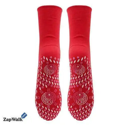 Luxurious Self-Heating Tourmaline Magnetic Therapy Socks for pain relief and enhanced blood circulation by Dazzling Dreams Studio, showcasing intricate design and warmth.