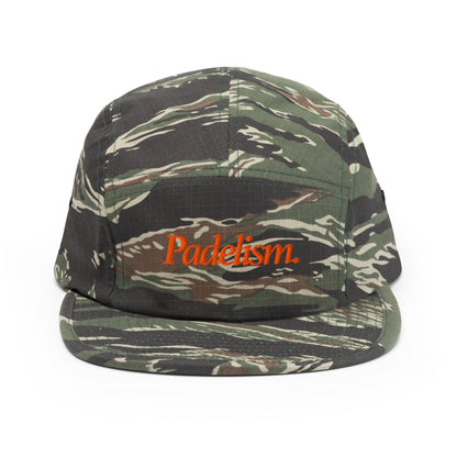 Luxurious Camo Five Panel Cap featuring a stylish five-panel design, crafted from 100% premium cotton for ultimate comfort and breathability.