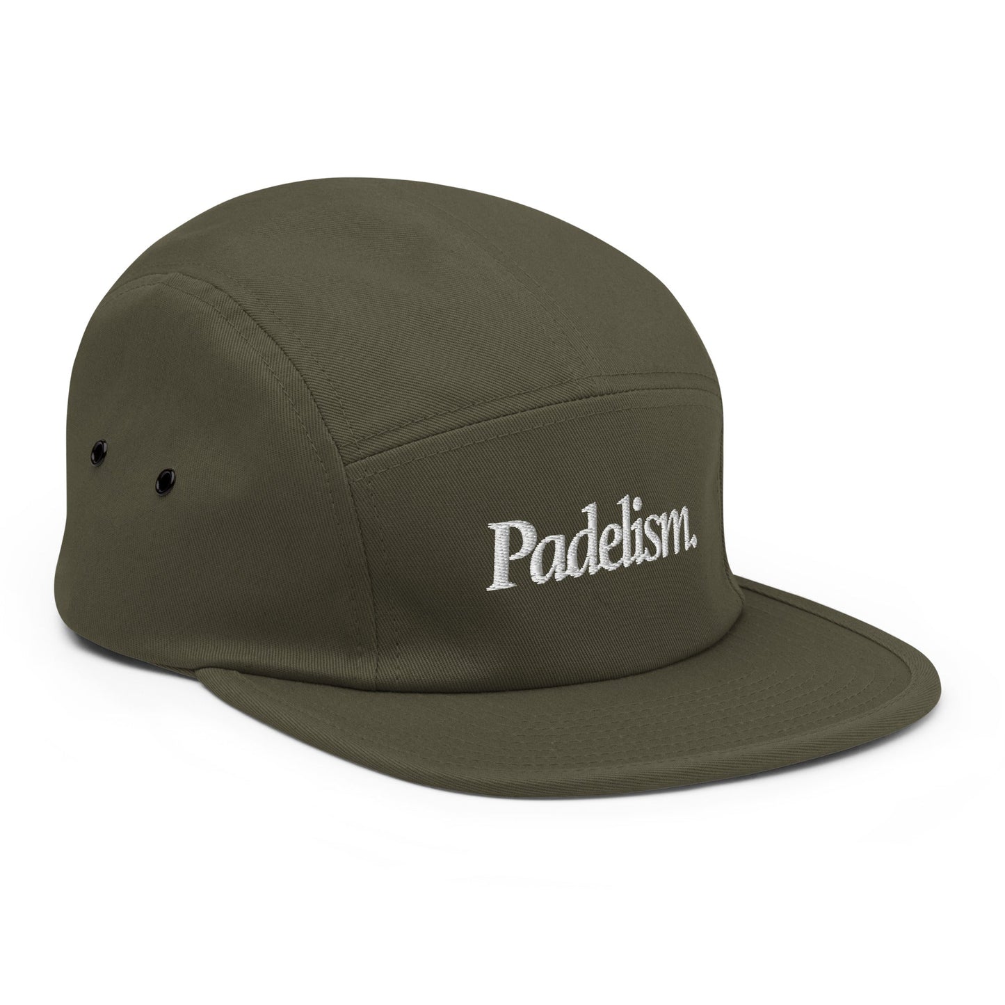 Luxury Five Panel Camper Cap in 100% cotton, showcasing a stylish low profile and adjustable nylon strap closure, perfect for elevating casual attire.