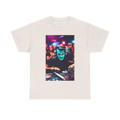Street Monster Graphic T-Shirt in cream, highlighting a vibrant DJ graphic, a luxurious addition to any urban wardrobe.