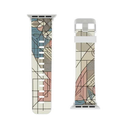 Elegant close-up of the GraphiZen Apple Watch Strap's pastel patterns, crafted by Dazzling Dreams Studio for a chic accessory look.