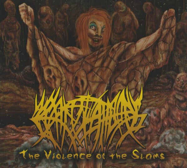 Crepitation album cover 'The Violence Of The Slams' released by Rancid Offal Records, featuring distinctive death metal aesthetics