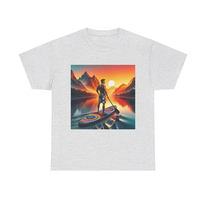 Premium-quality Serene Paddle Board T-Shirt showcasing exquisite paddleboarding artwork, designed by Dazzling Dreams Studio.