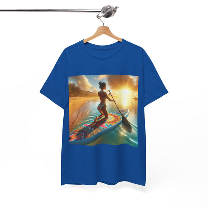 Dazzling Dreams Studio's Delightful Paddleboarding T-Shirt, perfect blend of style and comfort for water enthusiasts, showcasing a captivating paddleboarding scene.