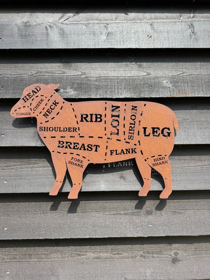 Rusty metal butchers lamb decorations