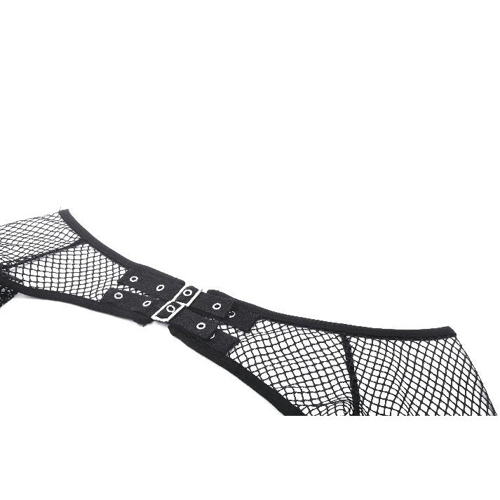 Back view of the Oriana Fishnet Off-The-Shoulder Sleeves, illustrating the stunning silhouette and intricate detail for an elegant finish.