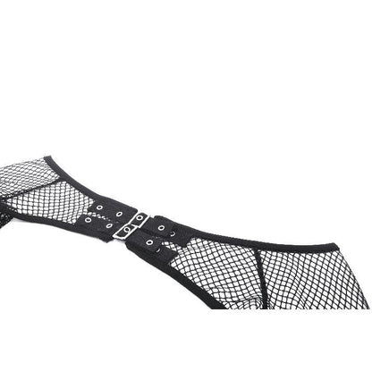 Back view of the Oriana Fishnet Off-The-Shoulder Sleeves, illustrating the stunning silhouette and intricate detail for an elegant finish.