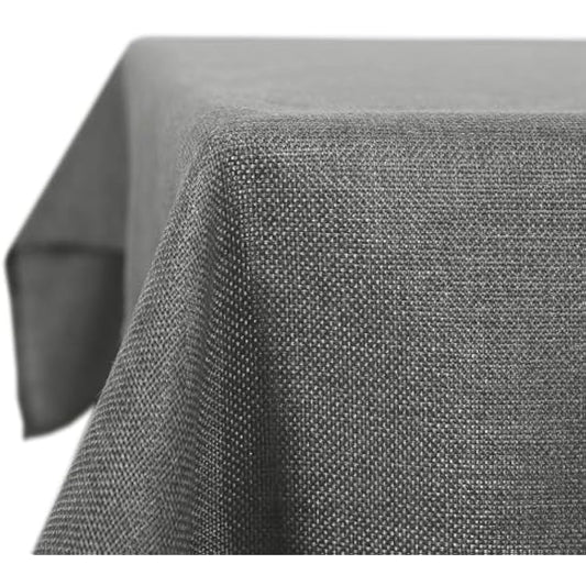 Deconovo Faux Linen Table Cloth Wipe Clean Water Resistant Tablecloth for Party 54x79in(137x200cm) Light Grey
