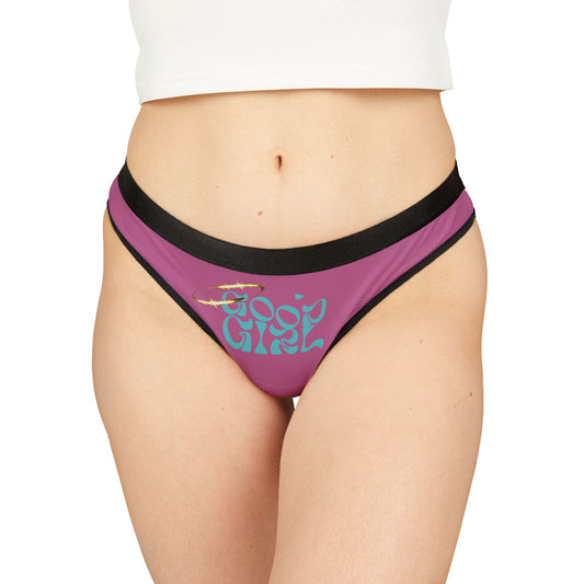 WOMENS NAUGHTY CHEEKY SEXY THONG PANTIES GOOD GIRL DESIGN