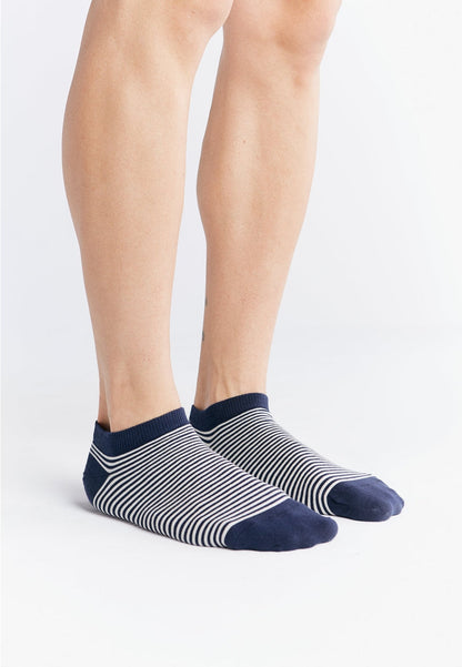 Close-up of Luxury Organic Cotton Trainer Socks highlighting the fine elastane cuff for a secure fit.
