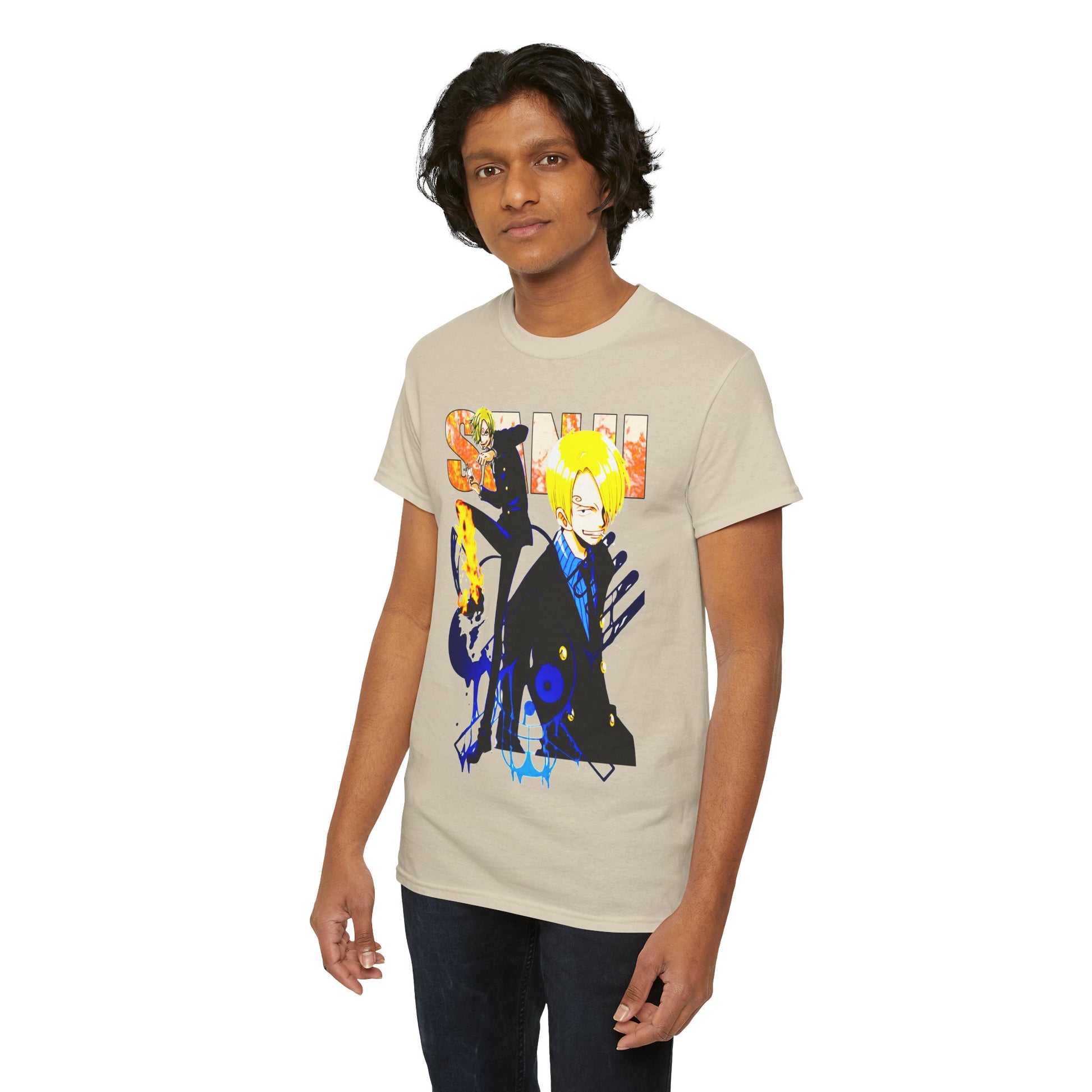 Trendy anime graphic t-shirt with striking characters, ideal for showcasing passion for anime culture.