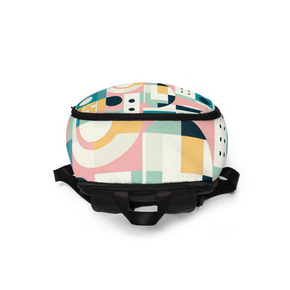 Spacious and stylish Modern Geometric Backpack from Dazzling Dreams Studio featuring a dynamic geometric pattern ideal for minimalist fashion.