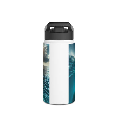 Elegant Fantasy Paddleboarding Stainless Steel Water Bottle with a minimalist design highlighting ocean waves, perfect for paddleboarding lovers who appreciate luxury.