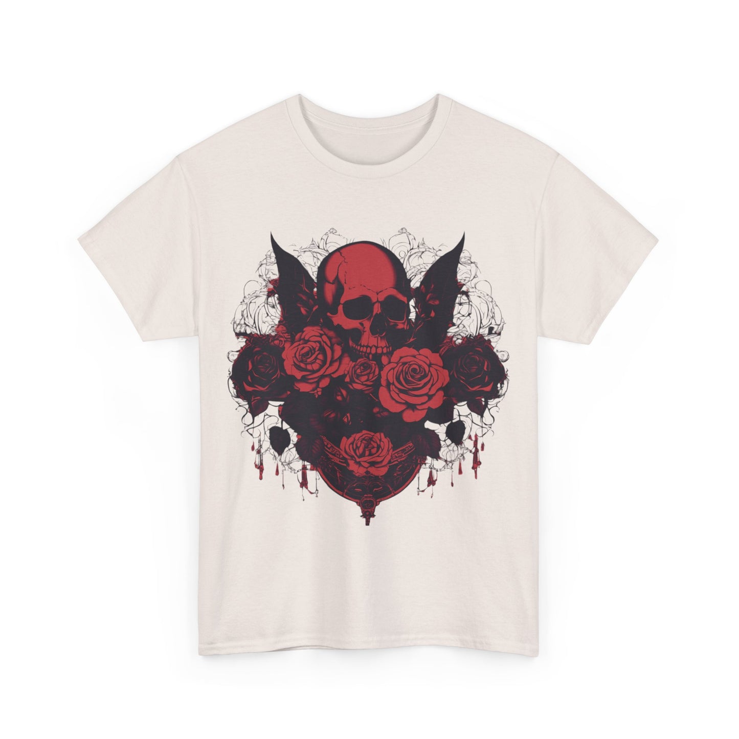 Skulls and Roses Cotton Tee, Unisex Graphic Shirt, 7 color choice