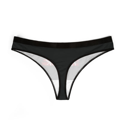 Elegant black thong with a stylish design and semi-transparent accents, perfect for adding a daring touch to intimate wear.