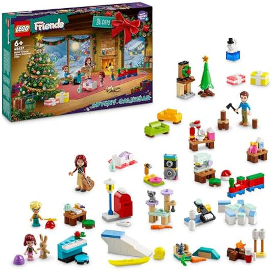 LEGO Friends Advent Calendar 2024, Christmas Countdown Toy for Kids with 24 Surprises Including 5 Mini-Doll Characters and 3 Animal Figures, Themed Gift Idea for 6 Plus Year Old Girls & Boys 42637
