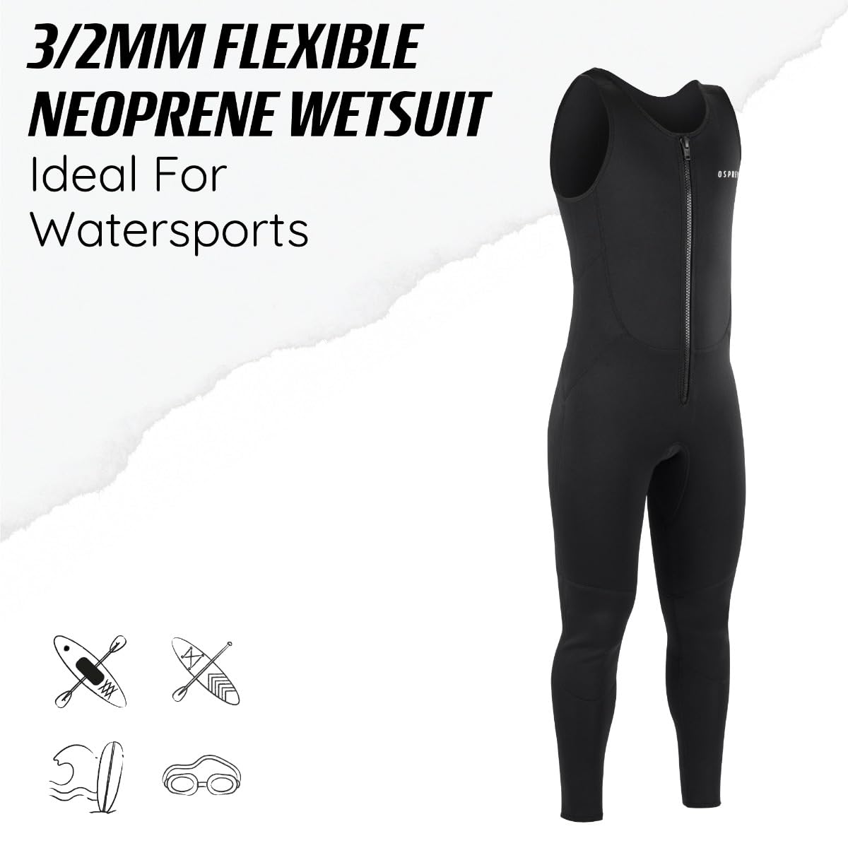 Osprey Men's Ws10 Sleeveless Wetsuit, Black, XXX Large UK