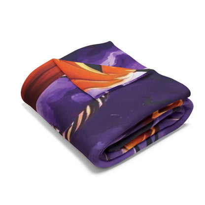 Sumptuous Decorative and Warm Halloween Spooky Arctic Fleece Blanket folded elegantly, showcasing intricate Halloween artwork that encapsulates the essence of luxury and festive spirit.