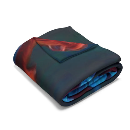 Sumptuous Decorative and Warm Halloween Spooky Pennywise IT Arctic Fleece Blanket elegantly folded, showcasing its rich texture and colours, ideal for a cozy Halloween atmosphere.