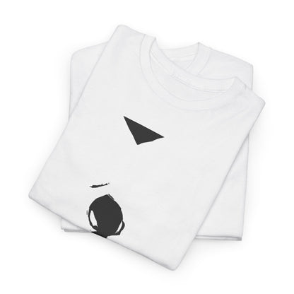 Stylish stacked white graphic t-shirts showcasing minimalist black designs, ideal for a chic and modern wardrobe.