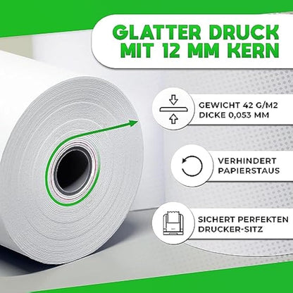 V1 Trade Thermal Rolls 57 mm x 30 m x 12 mm (Pack of 50) – Till Rolls 57 mm Thermal for Cash Register – EC Rolls Made of Thermal Paper 42 g/m² – Receipt Rolls Thermal 57 mm for Receipt Printers