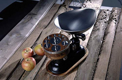 KitchenCraft Living Nostalgia Kitchen Scale Weights Set (Metric) with Wooden Holder in Gift Box, Polished Metal, 10 Pieces