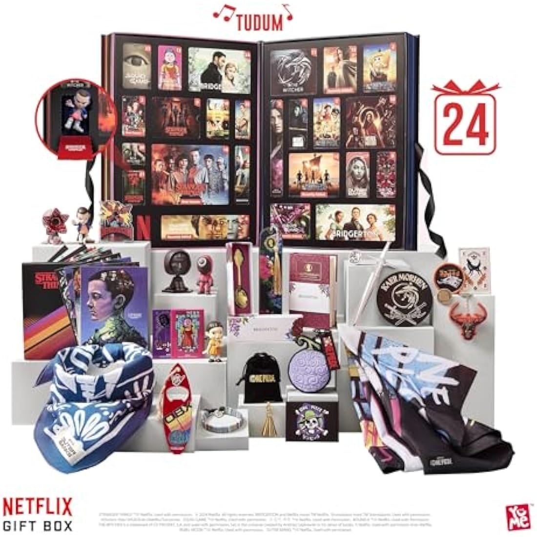 YuMe Netflix Gift Box - 2025 Advent Calendar with 24 Collectibles | Premium Gifts & Toys from 7 Iconic Series Like Stranger Things, Squid Games & Outer Banks | Christmas or Birthday Gifting for Fans