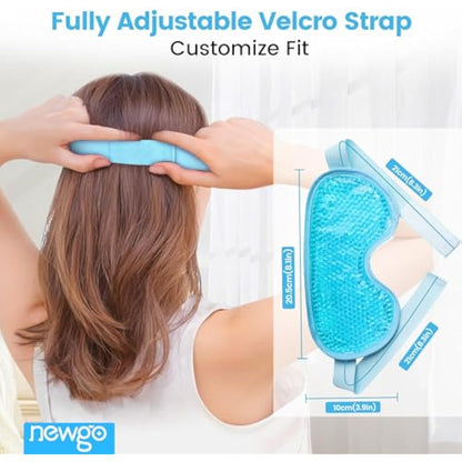 NEWGO Cooling Eye Mask for Puffy Eyes, Reusable Hot Cold Therapy Gel Cold Eye Mask for Migraine, Headache, Dark Circles, Dry Swollen Eyes, Sinus Pain-Light Blue