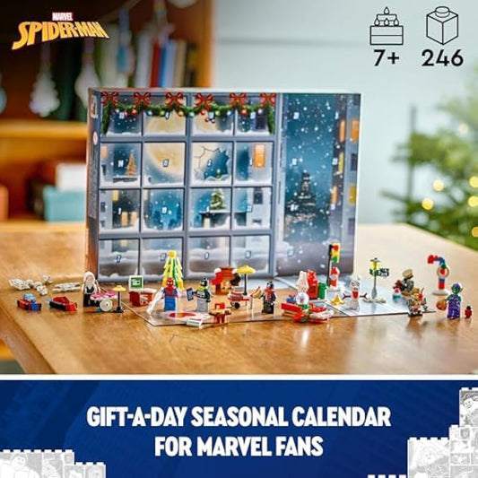 LEGO Marvel Spider-Man Advent Calendar 2024, Buildable Christmas Countdown Toy for Kids, with 24 Super Hero Surprises Including 5 Minifigures, Festive Gift for 7 Plus Year Old Boys and Girls 76293