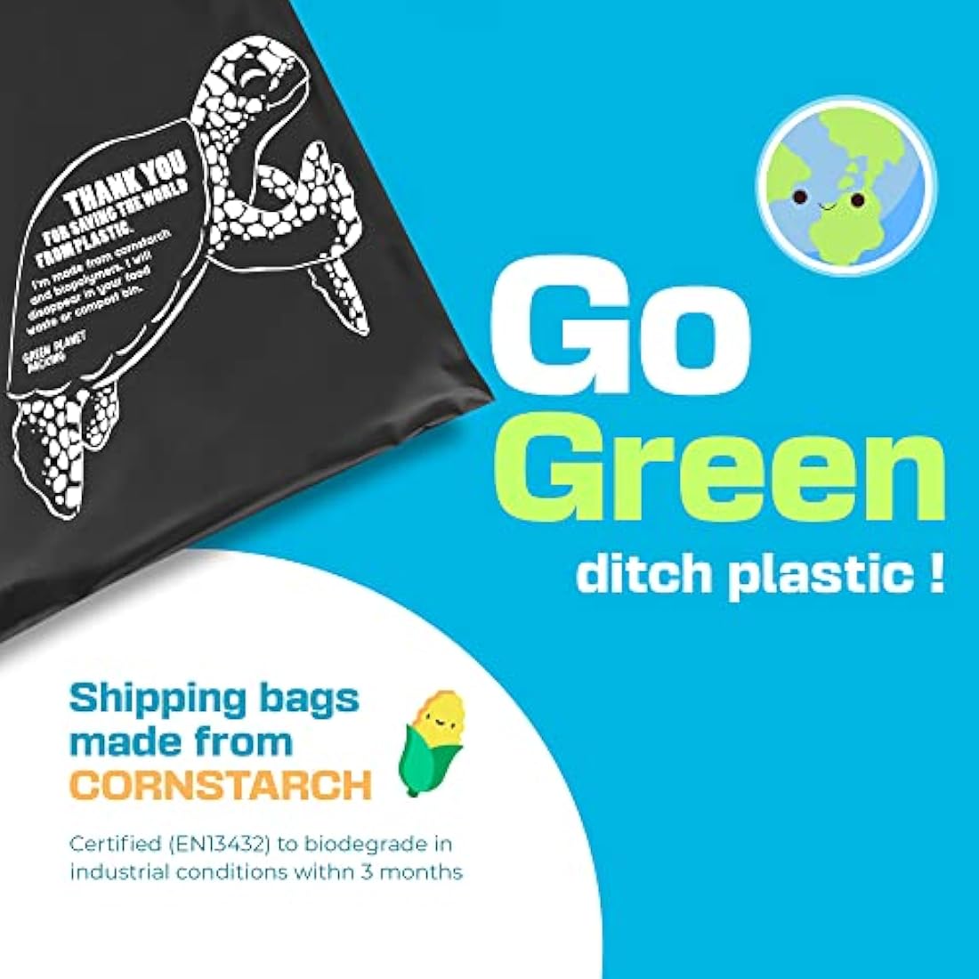 Compostable Mailing Bags,Biodegradable Mailing Bags,Eco Friendly Mailers 12 x 16" (30.5 x 40.5 cm) |10PK|