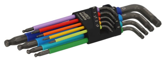 Bahco c1997lm/9p 9 piece metric long ball end coloured he...