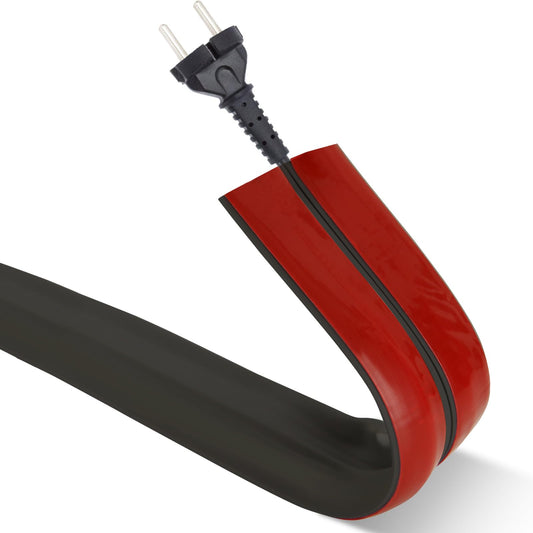 AKOLAFE 3M Cable Protector Floor, Outdoor Cable Cover Black Rubber Wire Protector Waterproof Animal Proof Wire Covers with 3 Cord Channels for