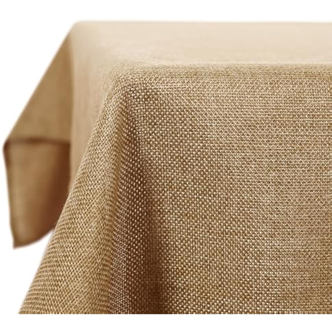 Deconovo Faux Linen Rectangle Tablecloth Water Resistant Table Cloth for Dinning 52x90in(132x229cm) Golden Brown