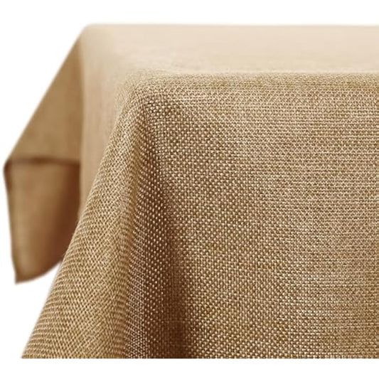 Deconovo Faux Linen Rectangle Tablecloth Water Resistant Table Cloth for Dinning 52x90in(132x229cm) Golden Brown