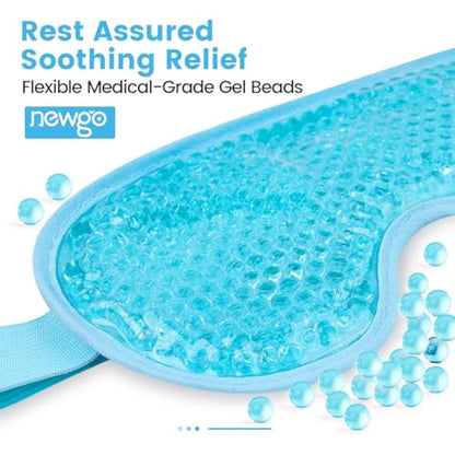 NEWGO Cooling Eye Mask for Puffy Eyes, Reusable Hot Cold Therapy Gel Cold Eye Mask for Migraine, Headache, Dark Circles, Dry Swollen Eyes, Sinus Pain-Light Blue