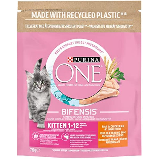 PURINA ONE Kitten Chicken Dry Cat Food 750g (Pack of 4)