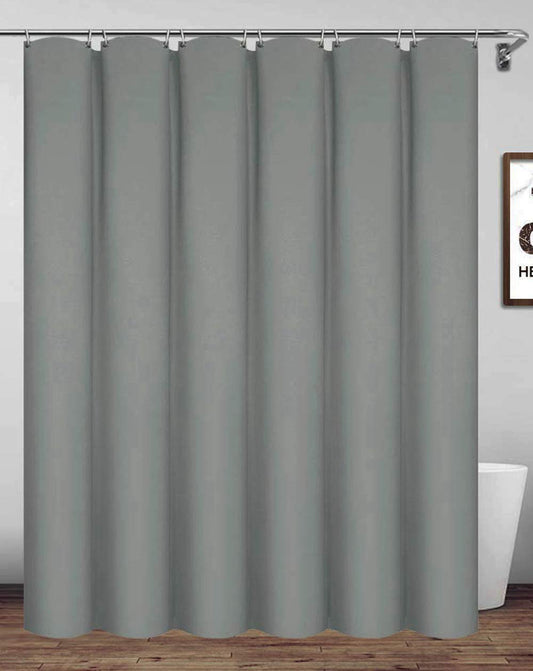 Homehold 180x220cm Gray Shower Curtain With Hooks, Extra Long Polyester Waterproof Bathroom Curtain