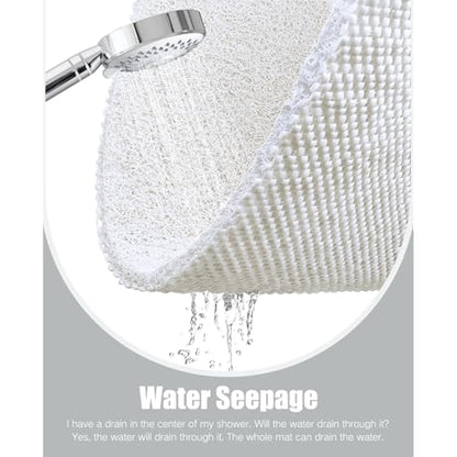 Loofah Mats for Shower, Non Slip Soft Textured Bath, Bathtub Mat with Drain, Phthalate Free, Quick Drying, Soft Comfort Bathroom Mats for Wet Areas (40x100CM, C-White)