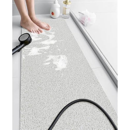 Loofah Mats for Shower, Non Slip Soft Textured Bath, Bathtub Mat with Drain, Phthalate Free, Quick Drying, Soft Comfort Bathroom Mats for Wet Areas (40x100CM, C-White)