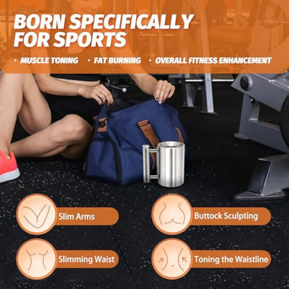 DITOSH 8kg/17.6lb Heavy Coffee Mug Challenge 304 Stainless Steel Dumbbell Cups Silver Overweight Sports Water Cup for Fitness Training Arm Strength Prank Gift Home Gym Workout Equipment 100ml/3.4oz