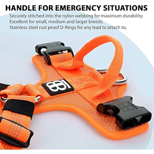 BullyBillows Active Light Dog Harness With Handle | Premium Padded Lining & Highly Reflective Harness | Orange XLarge