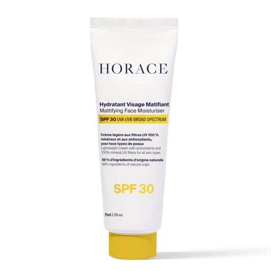 HORACE Mattifying Face Moisturiser SPF30 for Men - Natural Hydrating Cream with UV Protection - Premature Ageing Prevention - Skincare for All Skin